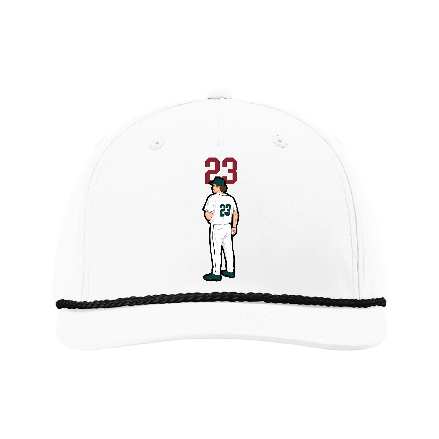 Five-Panel Classic Rope Cap — Number Top in White