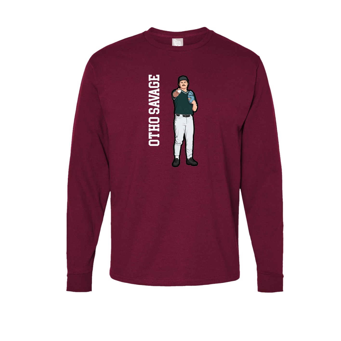 Long Sleeve Tee — Name Vertical in Cardinal