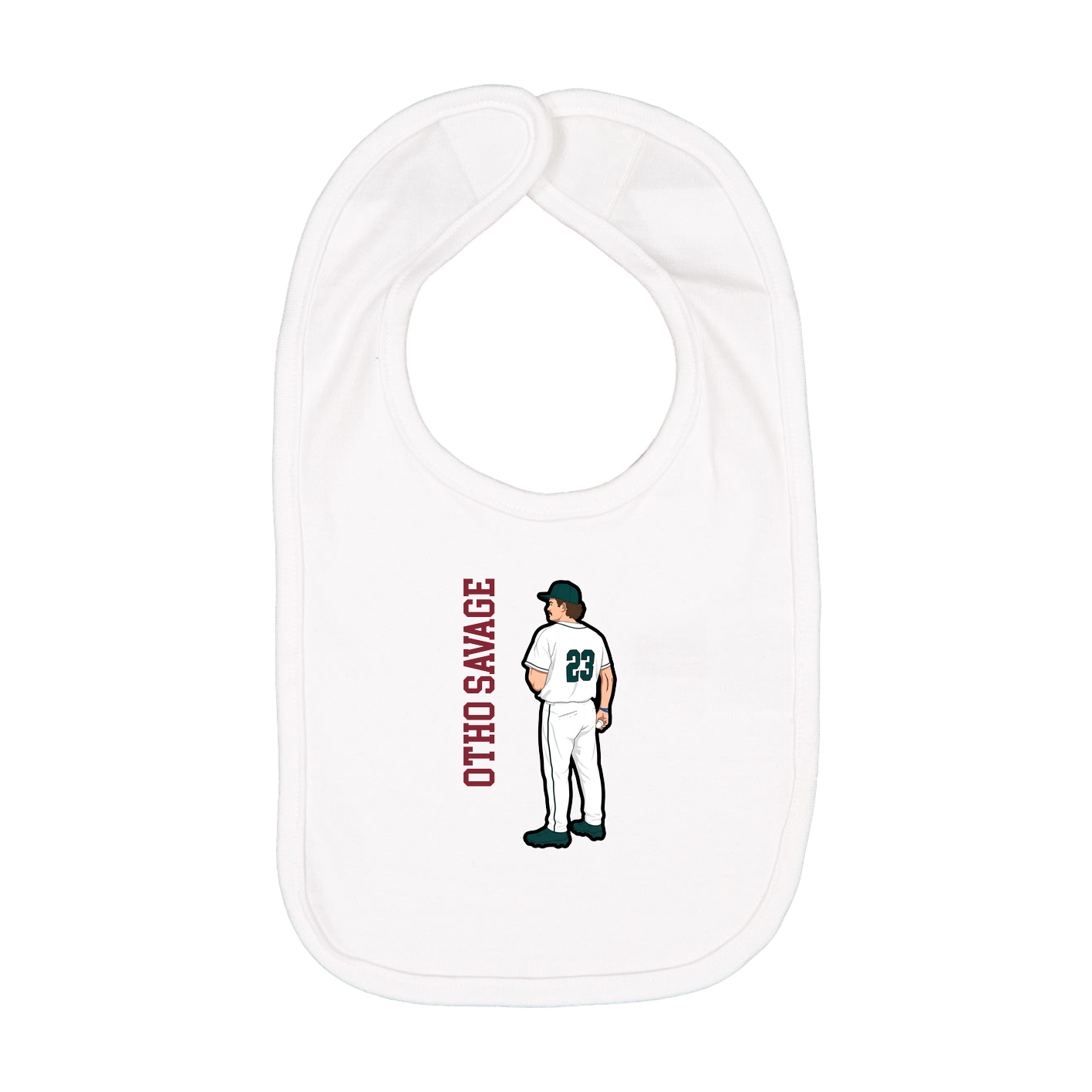 Infant Bib — Name Vertical in White
