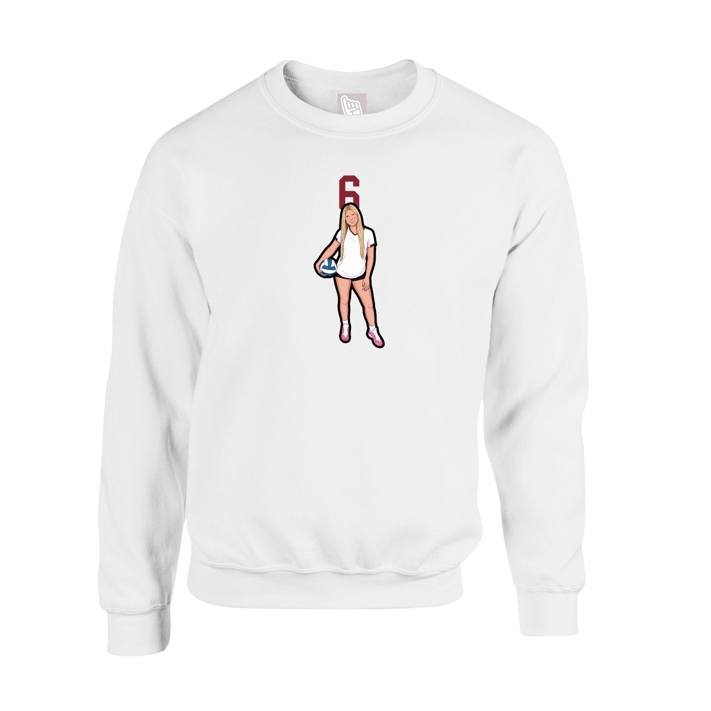 Fleece Crew — Number Top in White