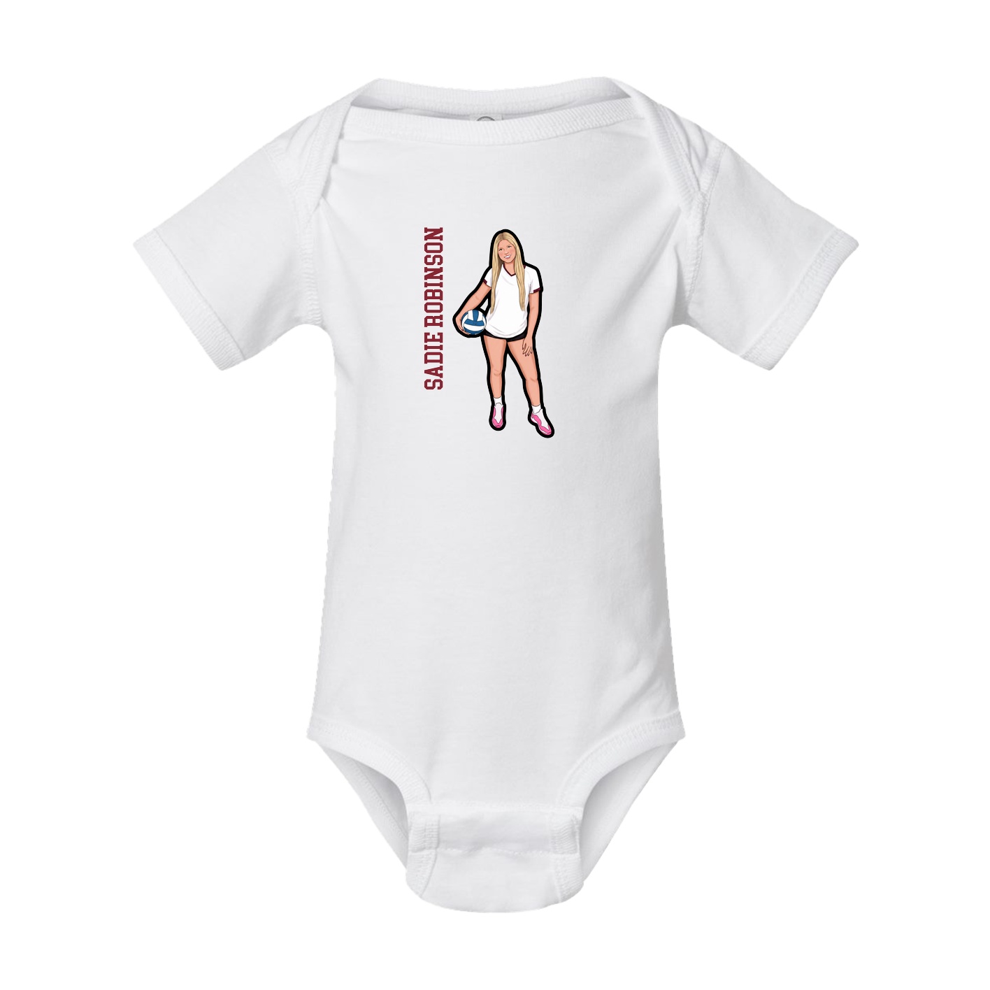 Baby Onesie — Name Vertical in White