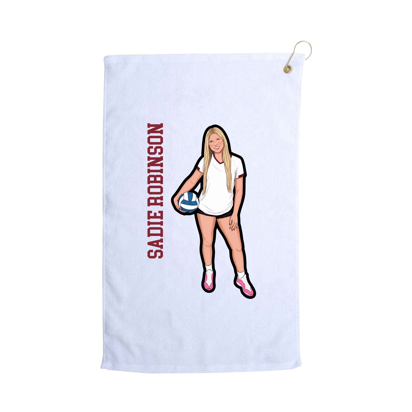 Golf Towel — Name Vertical in White