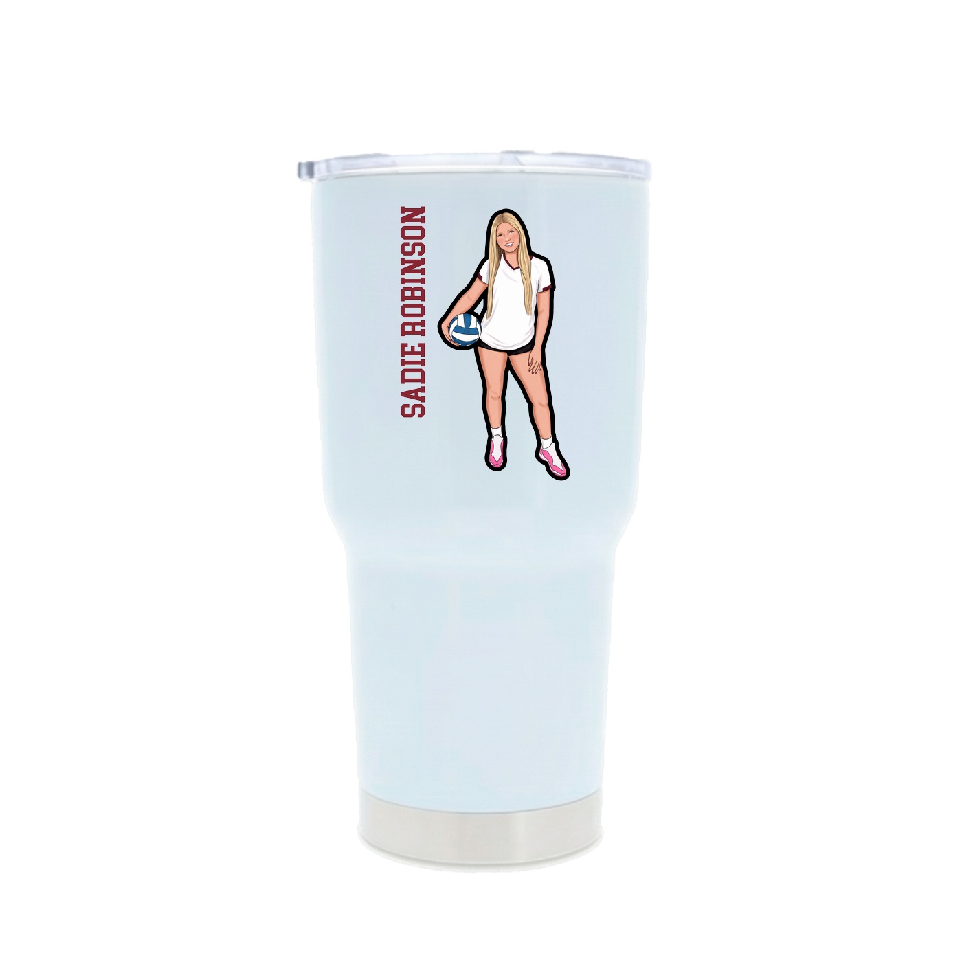 30oz Stainless Steel Tumbler — Name Vertical in White