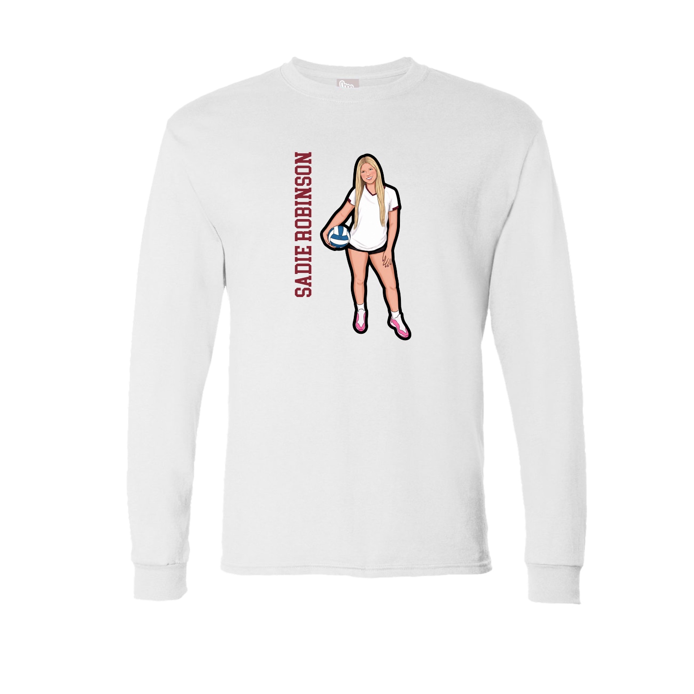 Long Sleeve Tee — Name Vertical in White