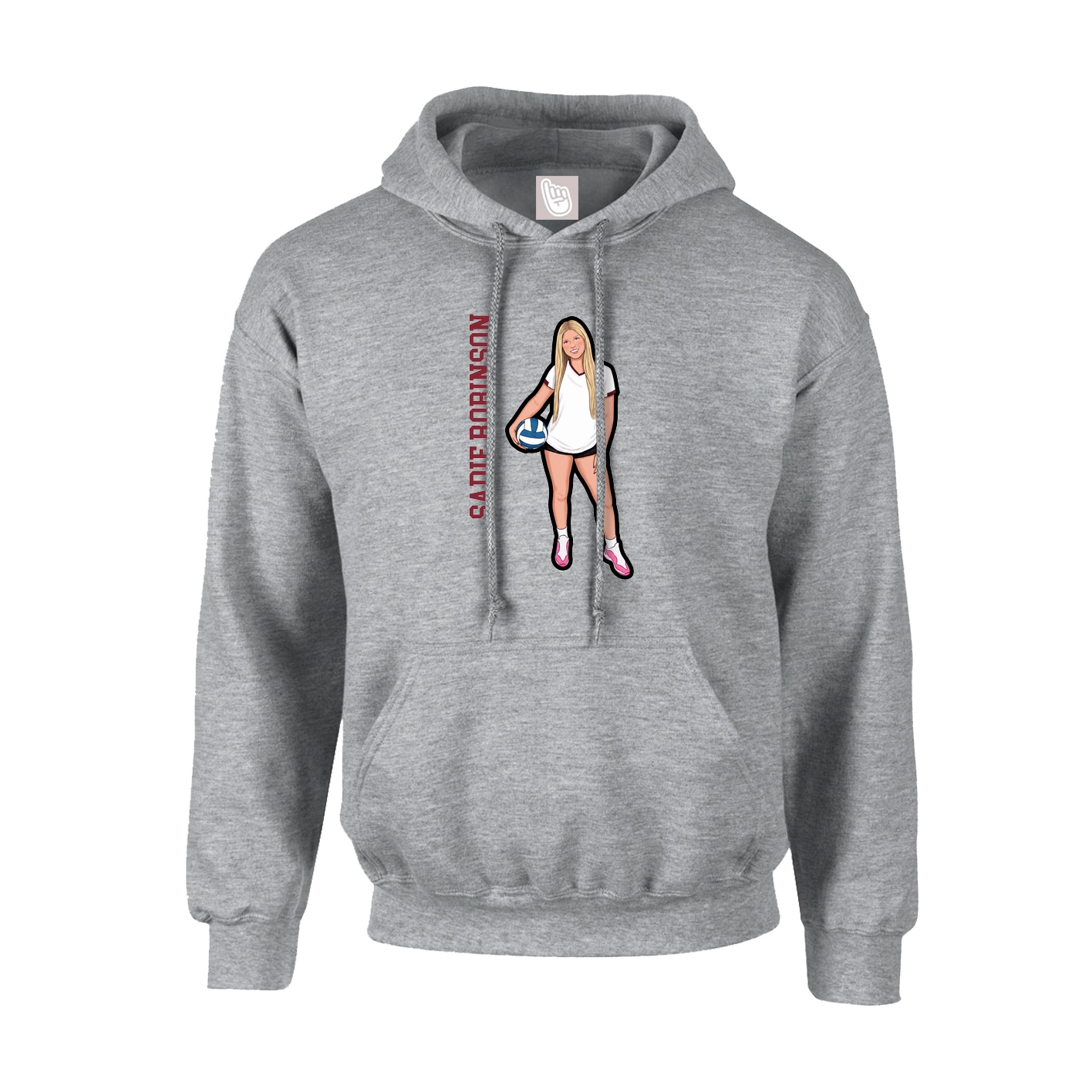 Hoodie — Name Vertical in Grey