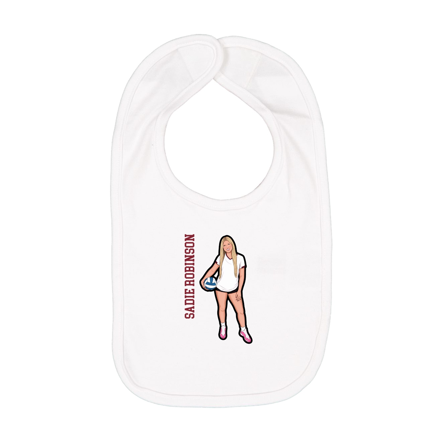Infant Bib — Name Vertical in White