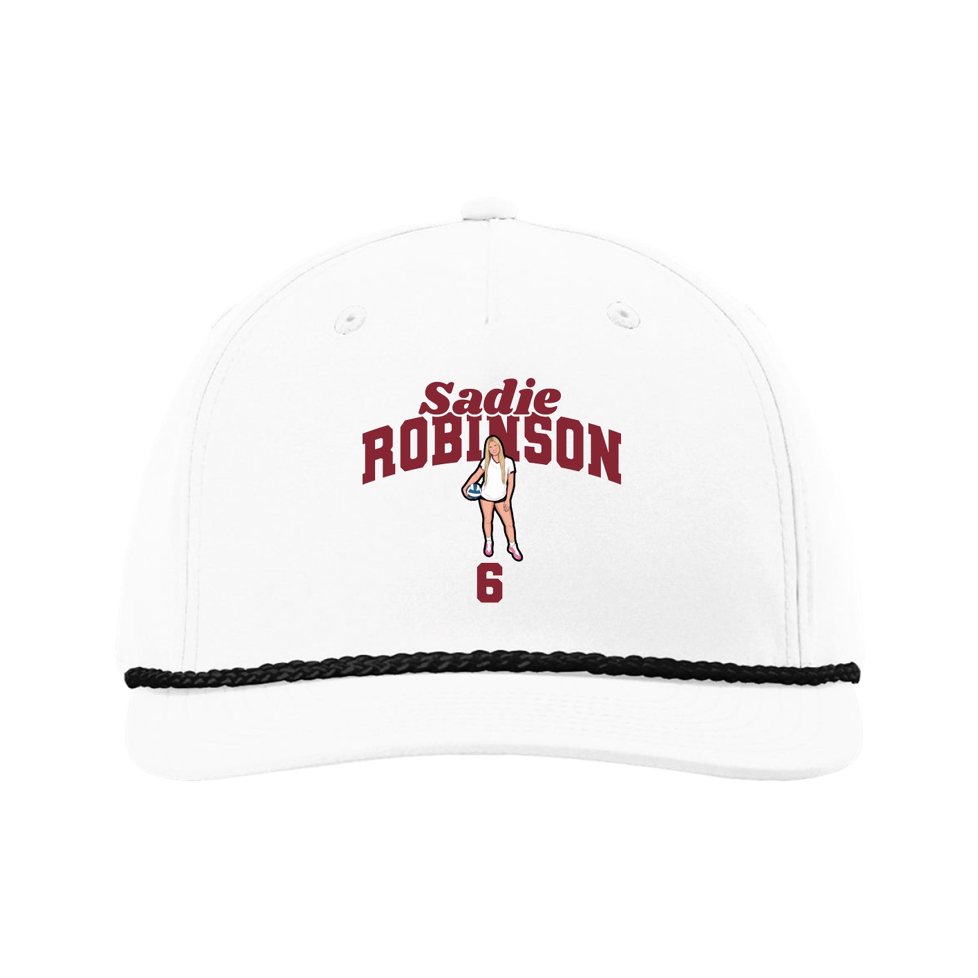 Five-Panel Classic Rope Cap — Signature Arch in White