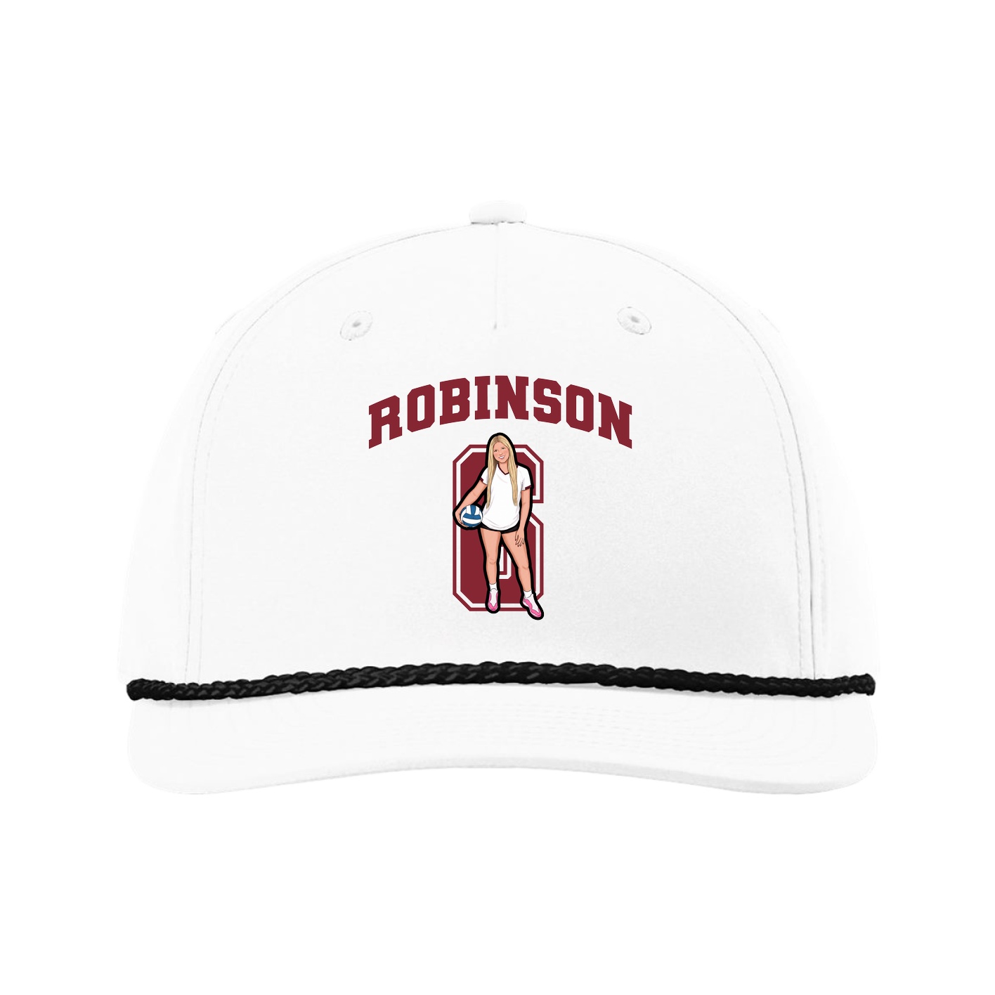 Five-Panel Classic Rope Cap — Number in White