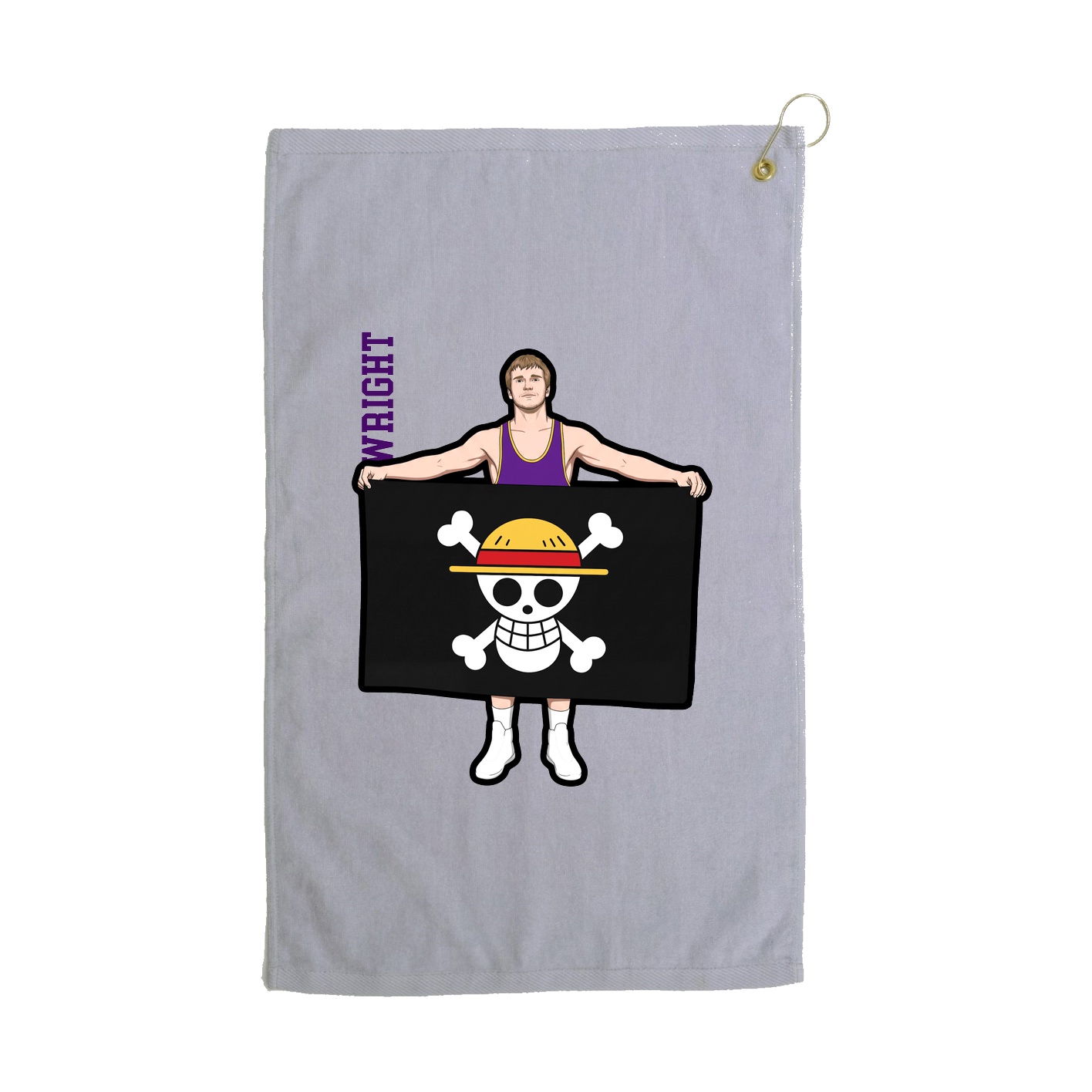 Golf Towel — Name Vertical in Grey
