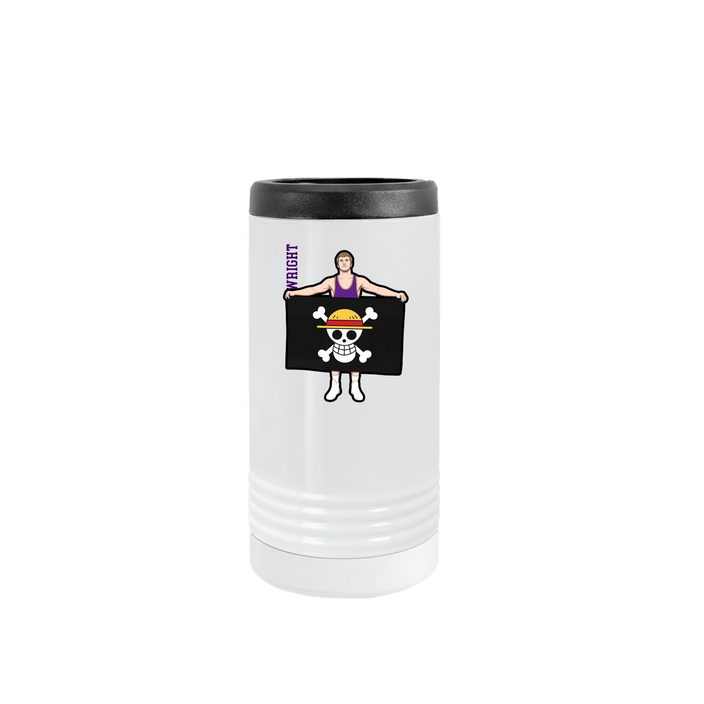 Slim Beverage Holder — Name Vertical in White