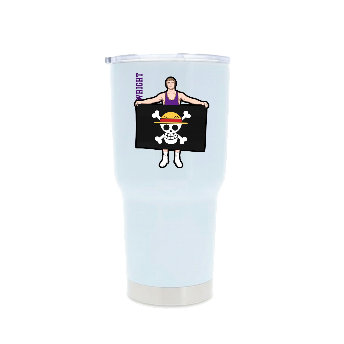 30oz Stainless Steel Tumbler — Name Vertical in White