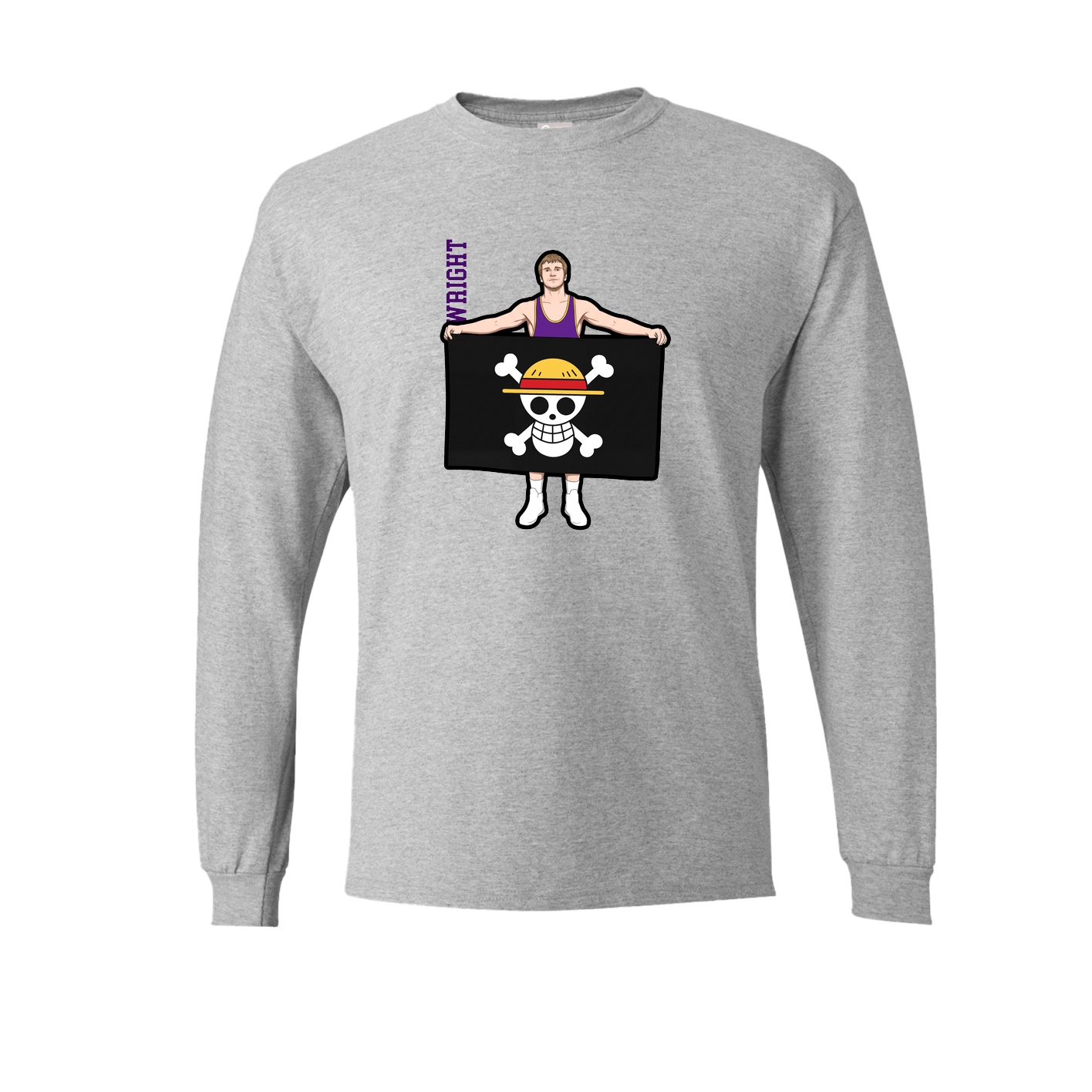 Long Sleeve Tee — Name Vertical in Grey