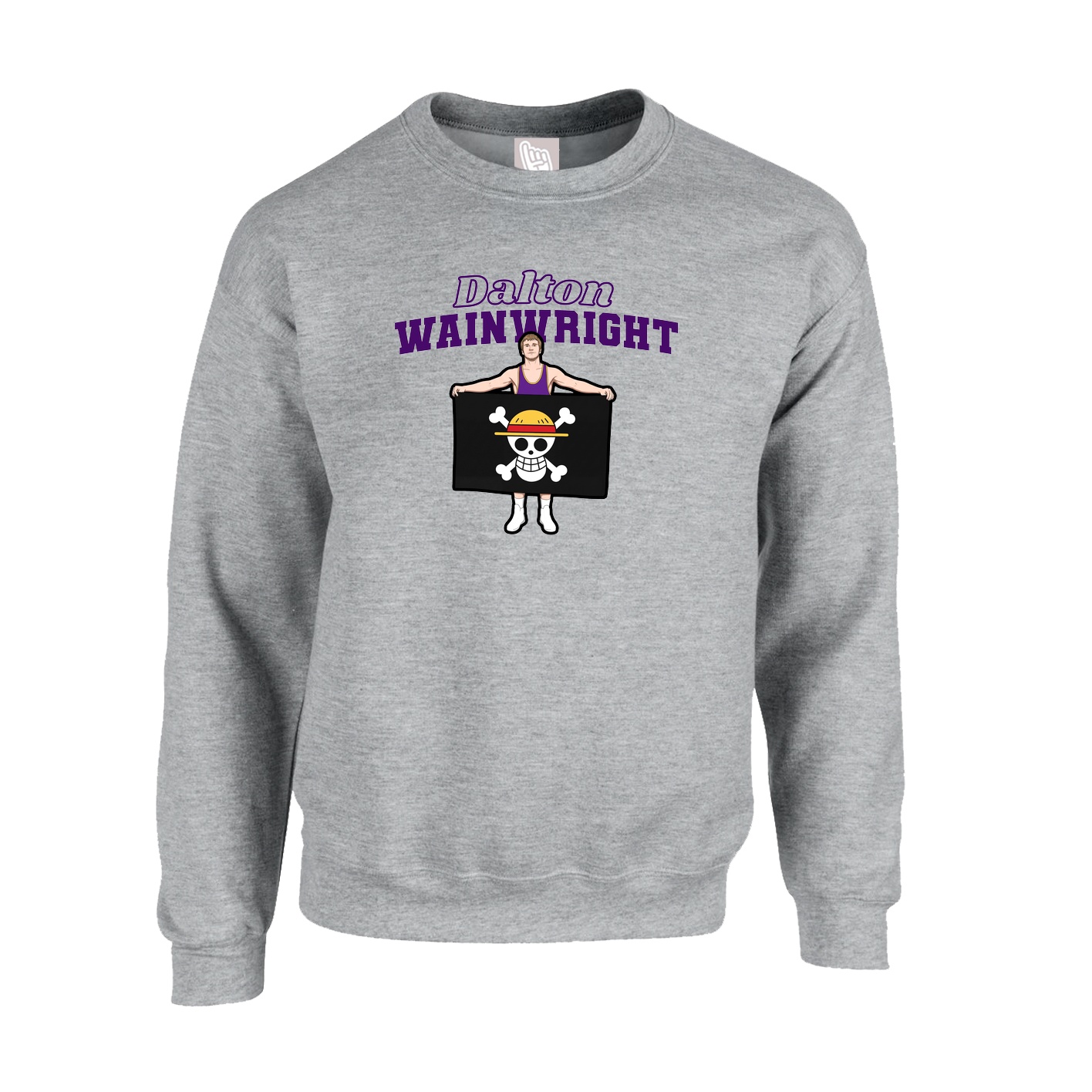 Fleece Crew — Name Arch in Grey