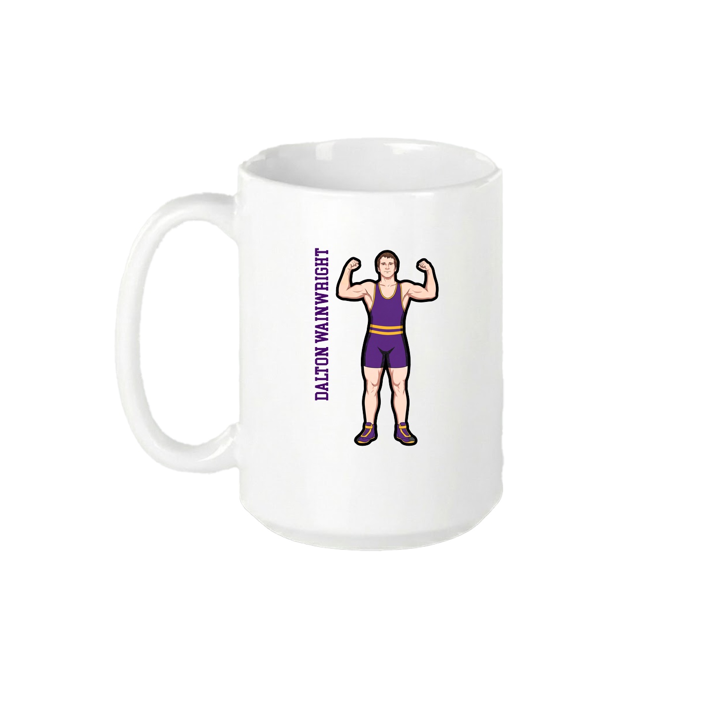 15oz Coffee Mug — Name Vertical in White
