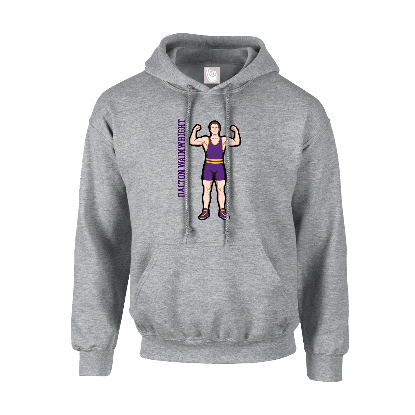 Youth Hoodie — Name Vertical in Grey