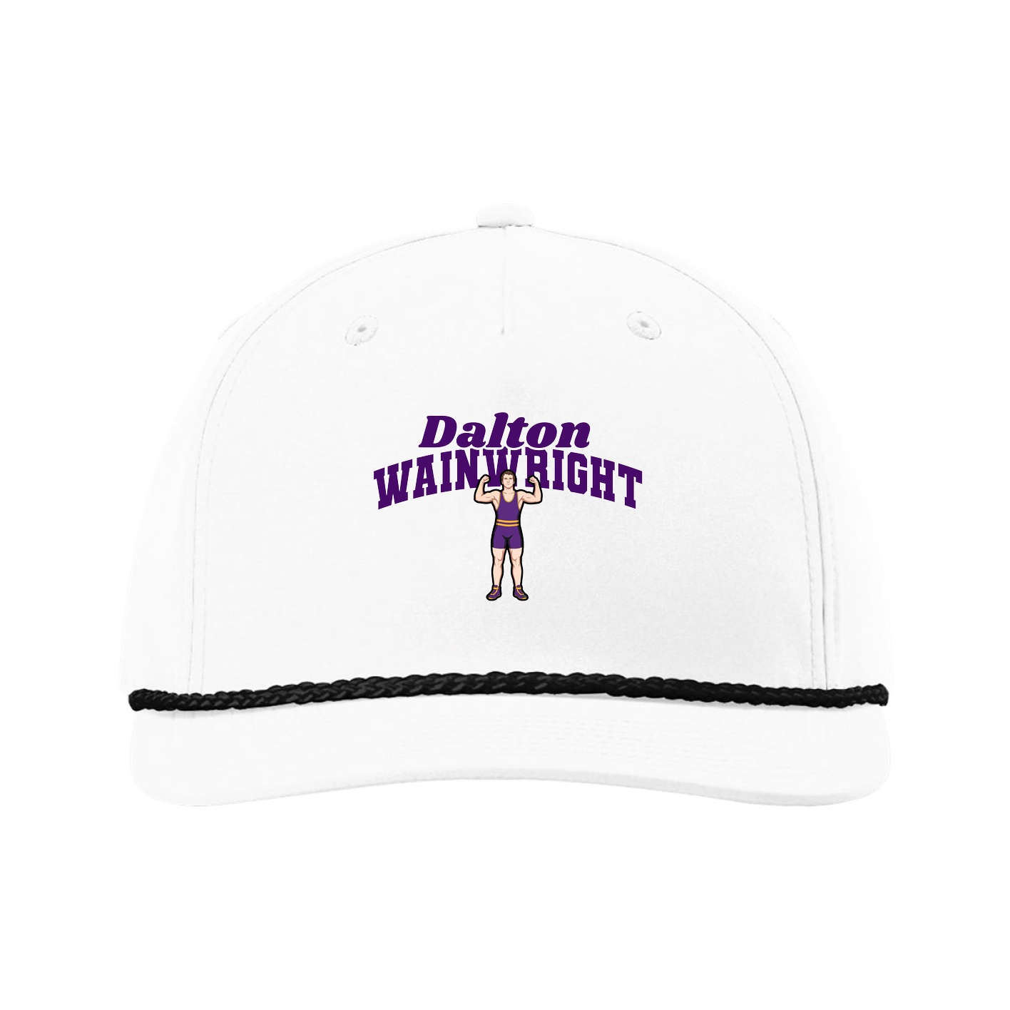 Five-Panel Classic Rope Cap — Signature Arch in White