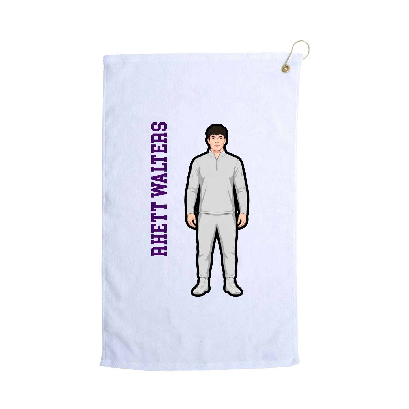 Golf Towel — Name Vertical in White
