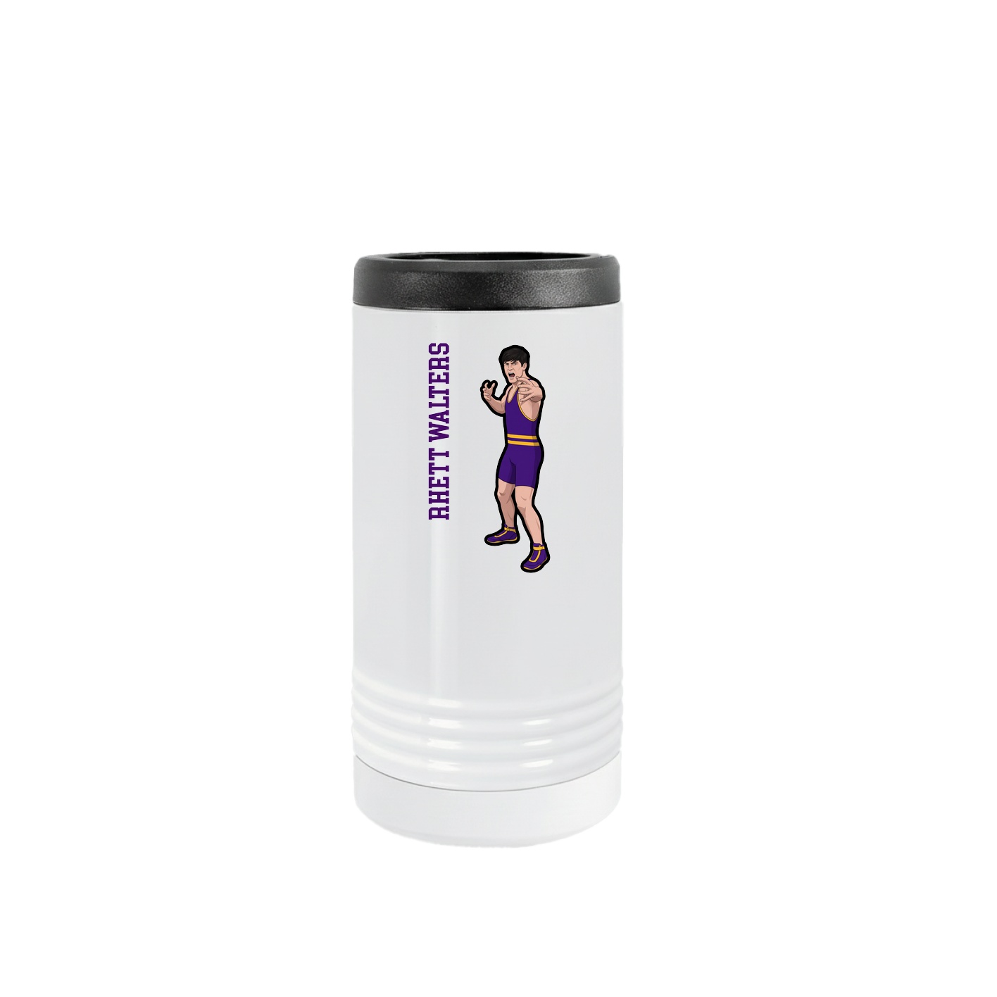 Slim Beverage Holder — Name Vertical in White