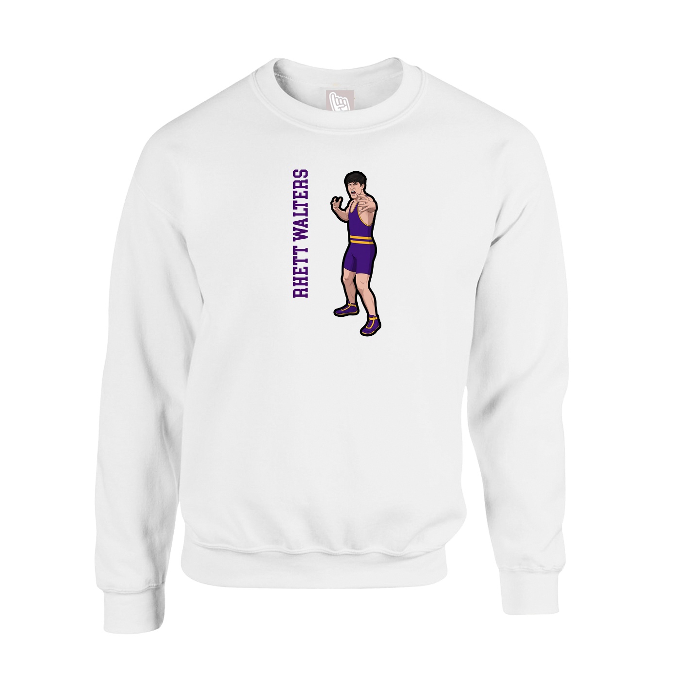 Fleece Crew — Name Vertical in White