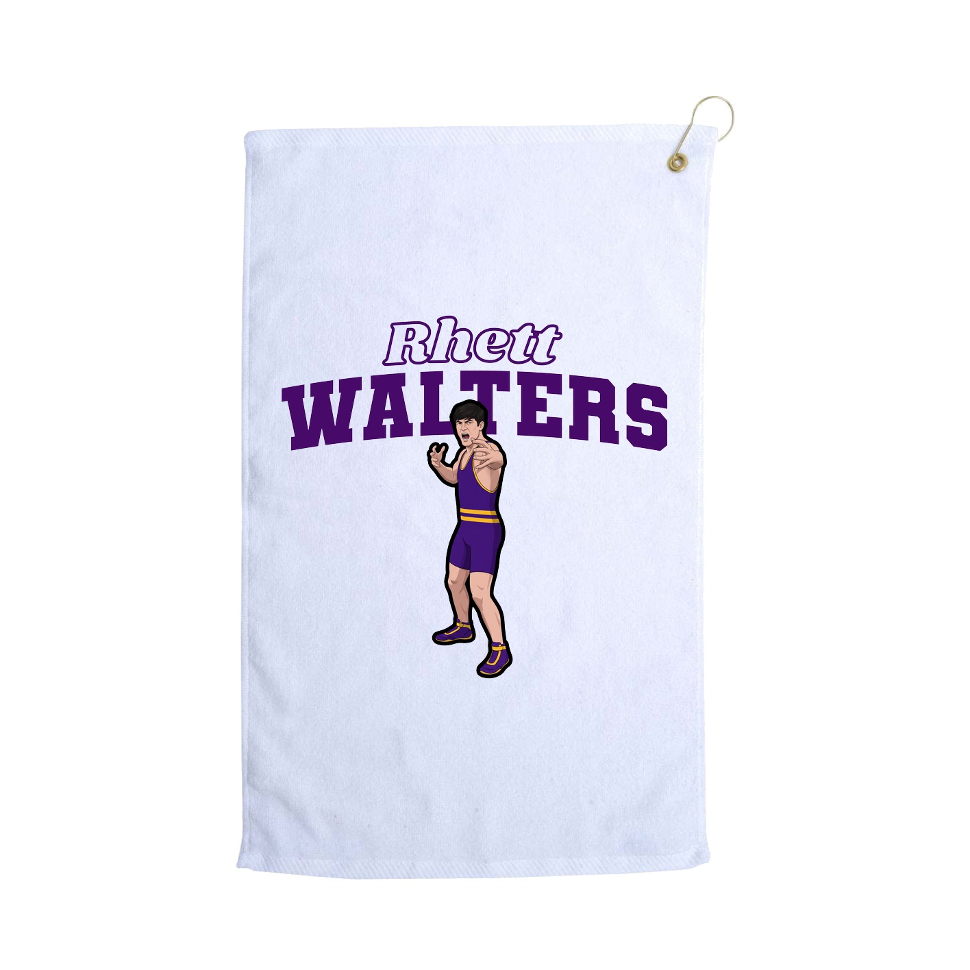 Golf Towel — Name Arch in White