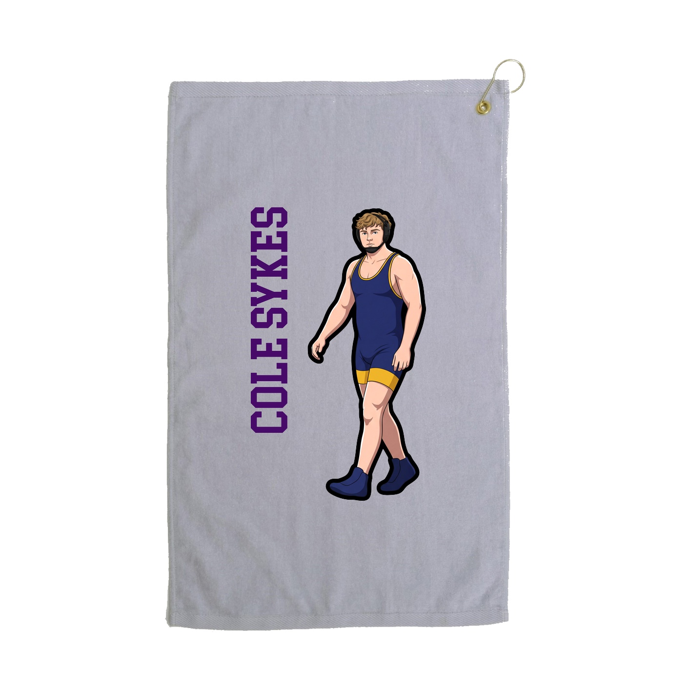 Golf Towel — Name Vertical in Grey