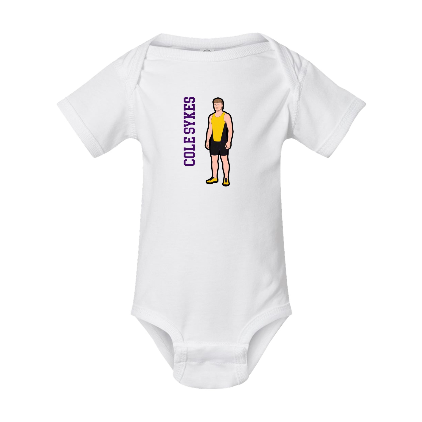 Baby Onesie — Name Vertical in White