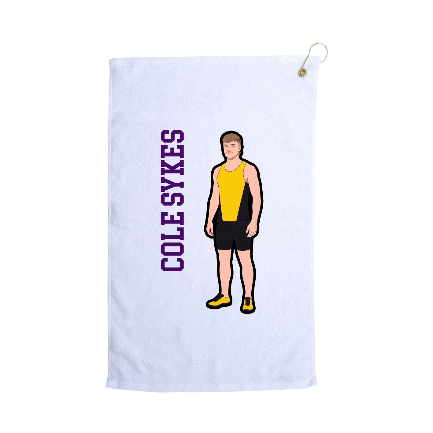 Golf Towel — Name Vertical in White