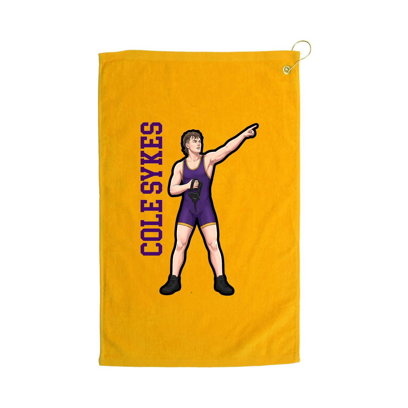 Golf Towel — Name Vertical in Gold
