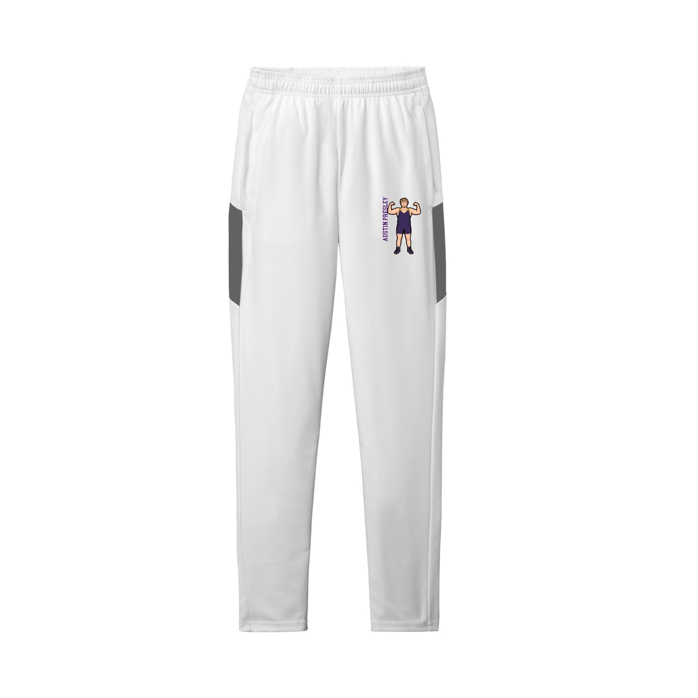 Team Travel Pant — Name Vertical in White/Grey