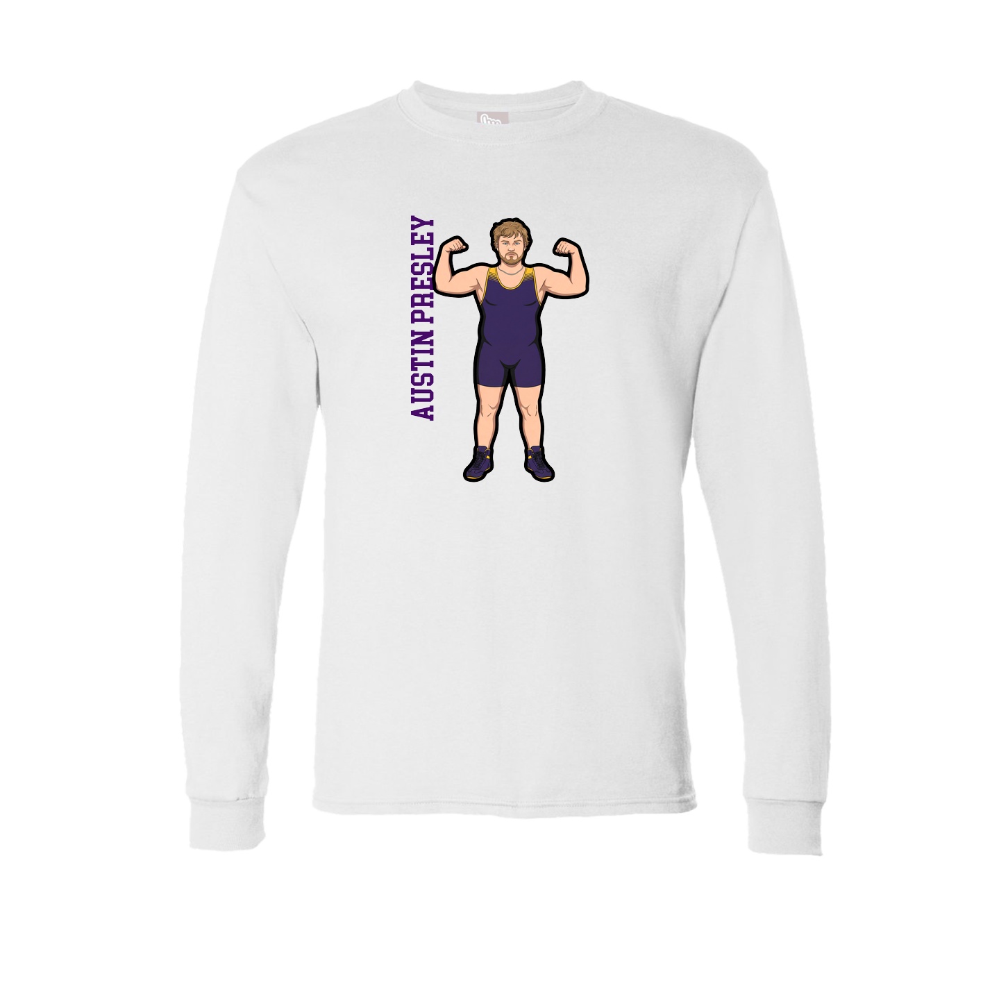 Long Sleeve Tee — Name Vertical in White