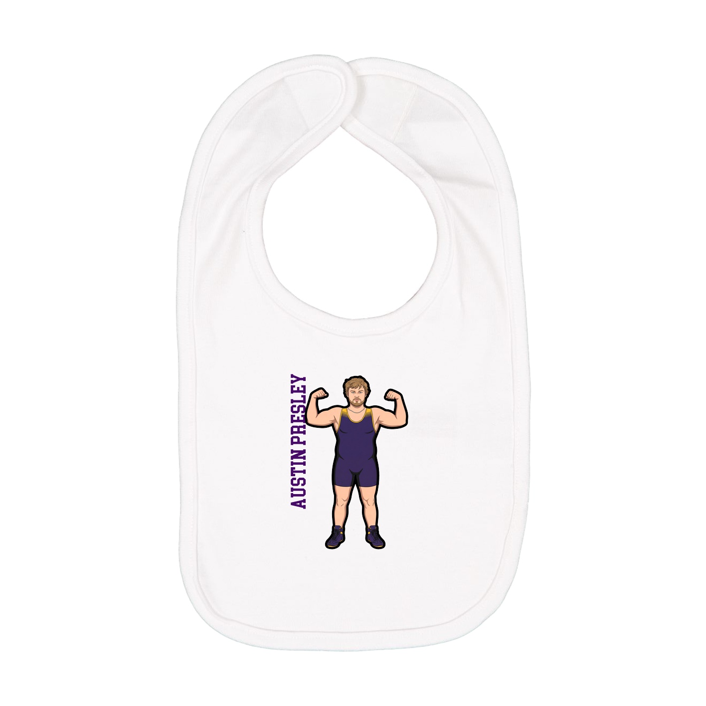 Infant Bib — Name Vertical in White