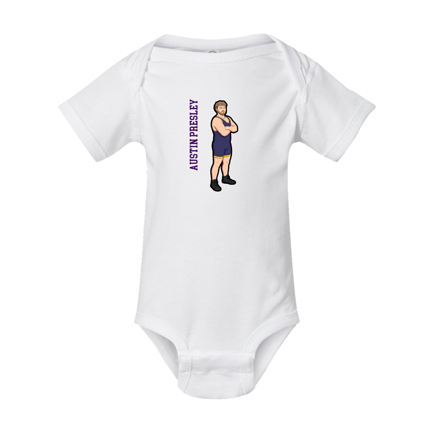 Baby Onesie — Name Vertical in White