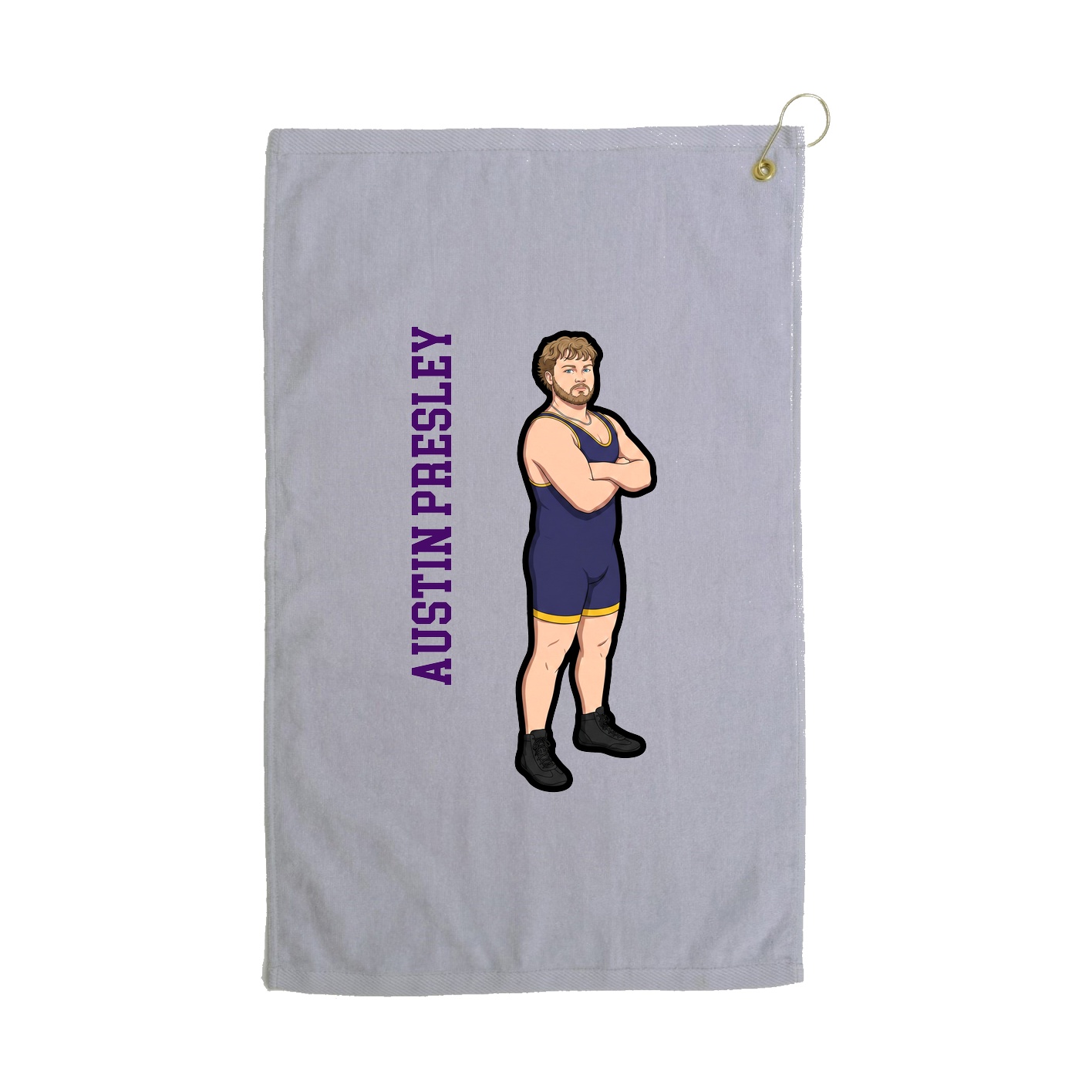 Golf Towel — Name Vertical in Grey