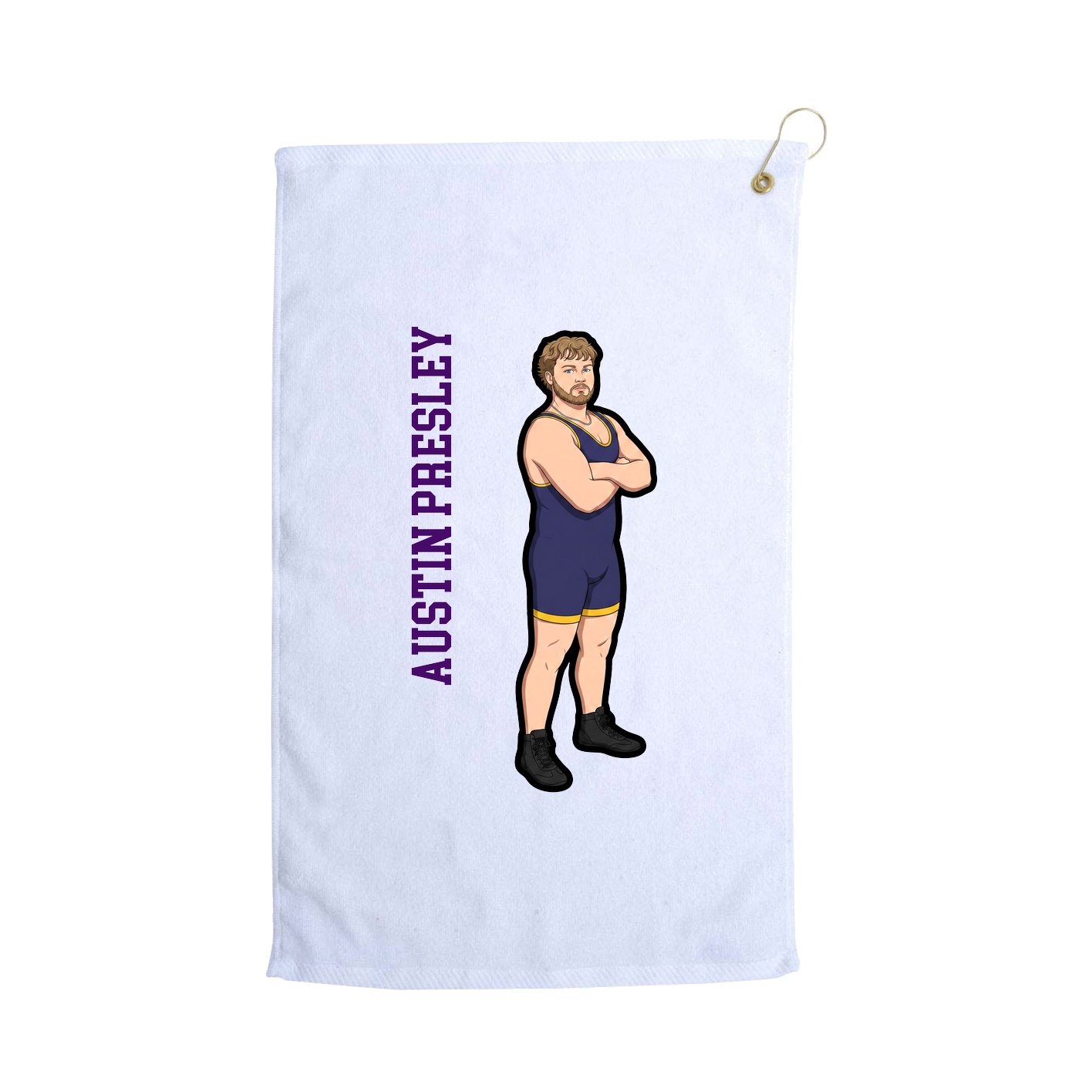 Golf Towel — Name Vertical in White