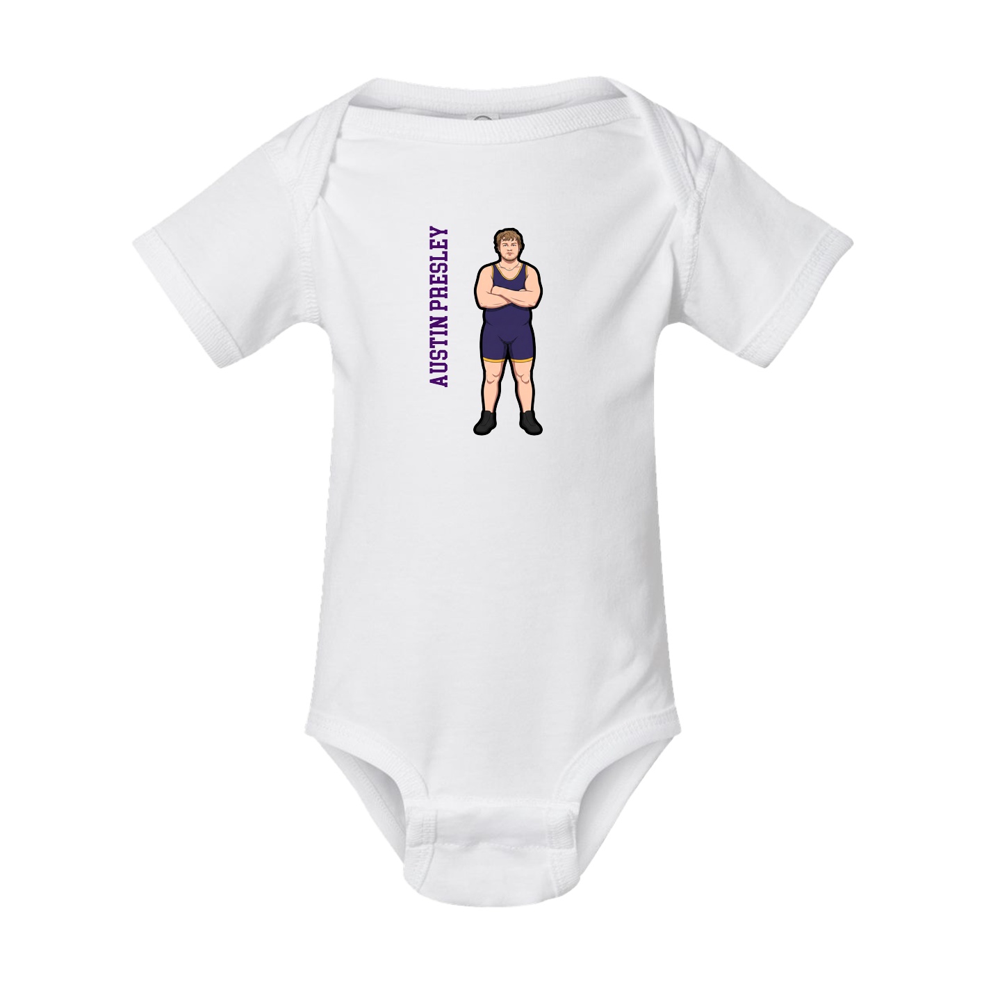 Baby Onesie — Name Vertical in White