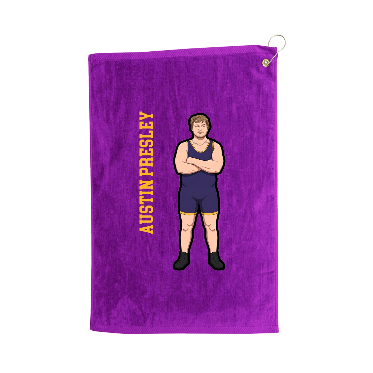 Golf Towel — Name Vertical in Purple