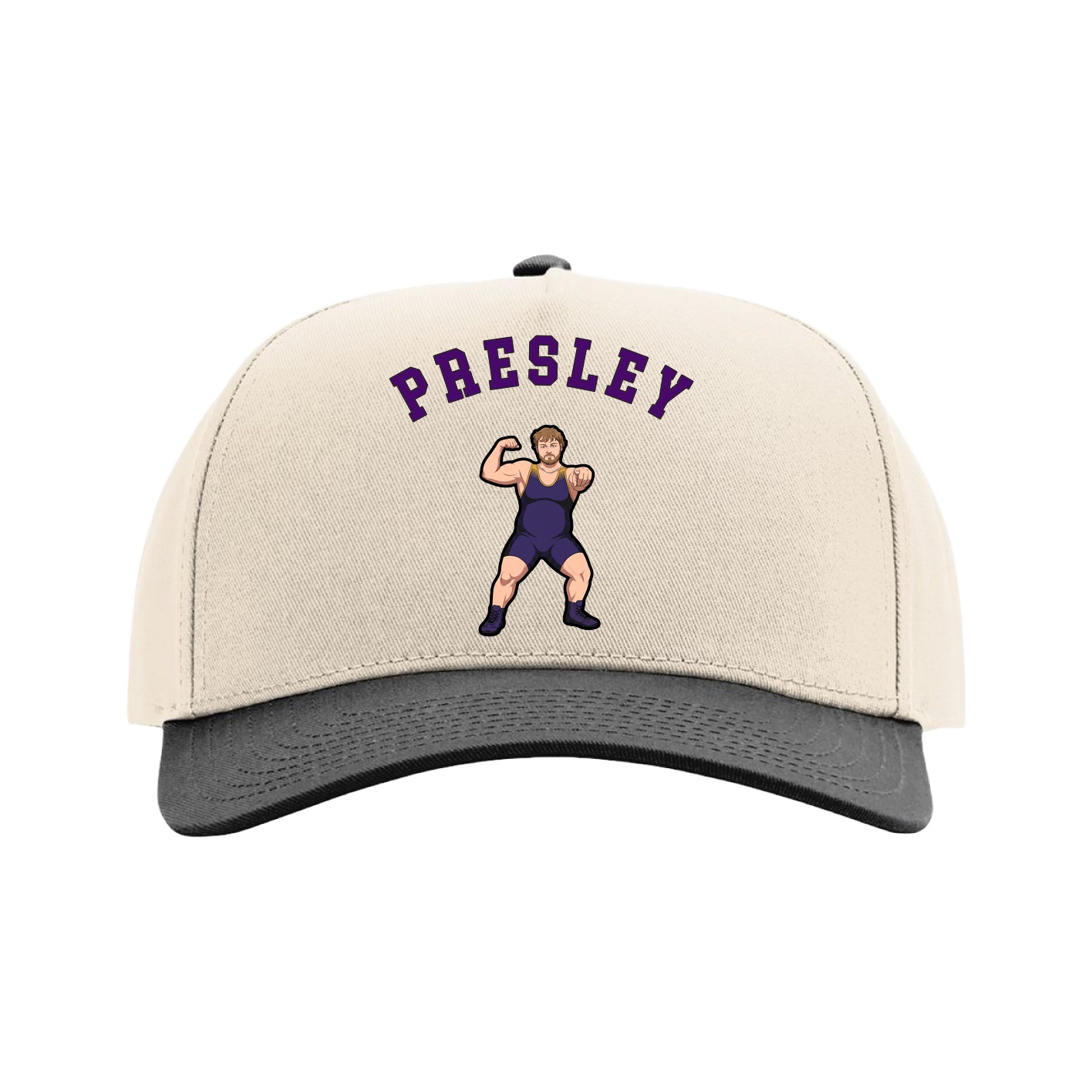 Full Fabric Five-Panel Champ Cap — Shirsey Arch in Cream/Black