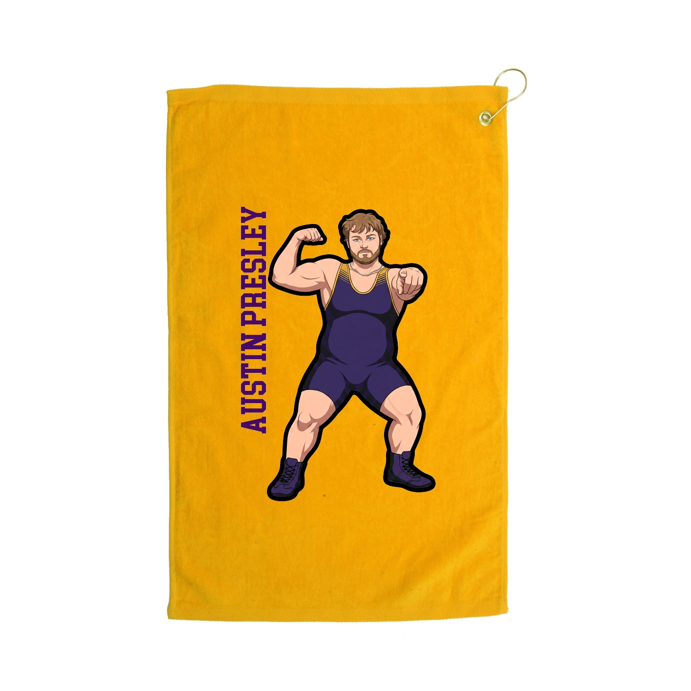 Golf Towel — Name Vertical in Gold