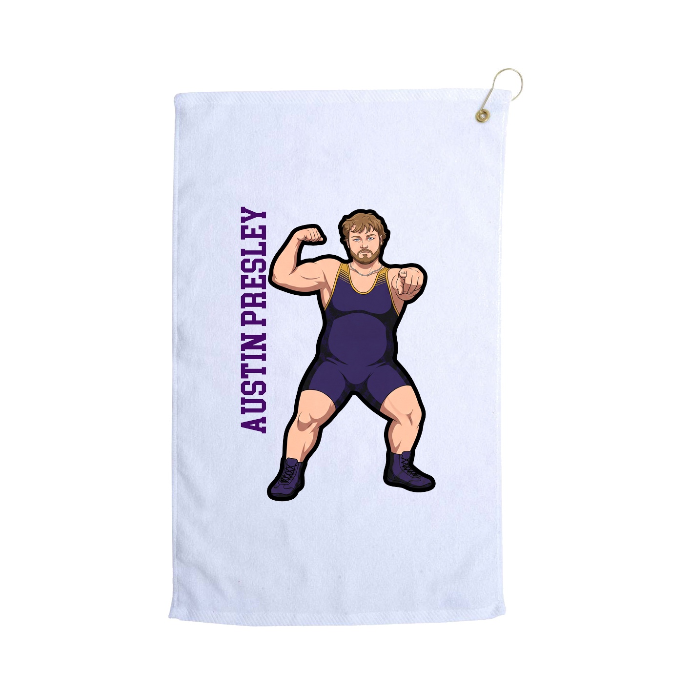 Golf Towel — Name Vertical in White