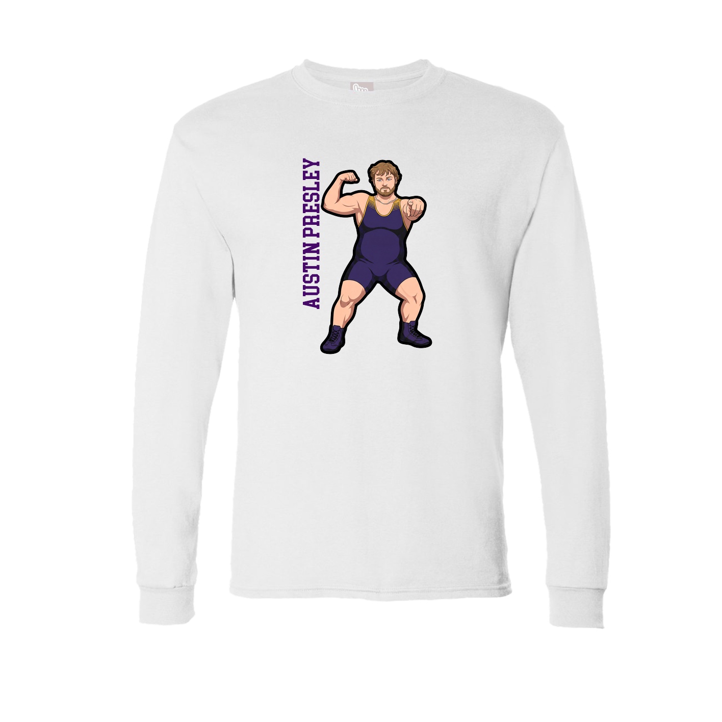 Long Sleeve Tee — Name Vertical in White