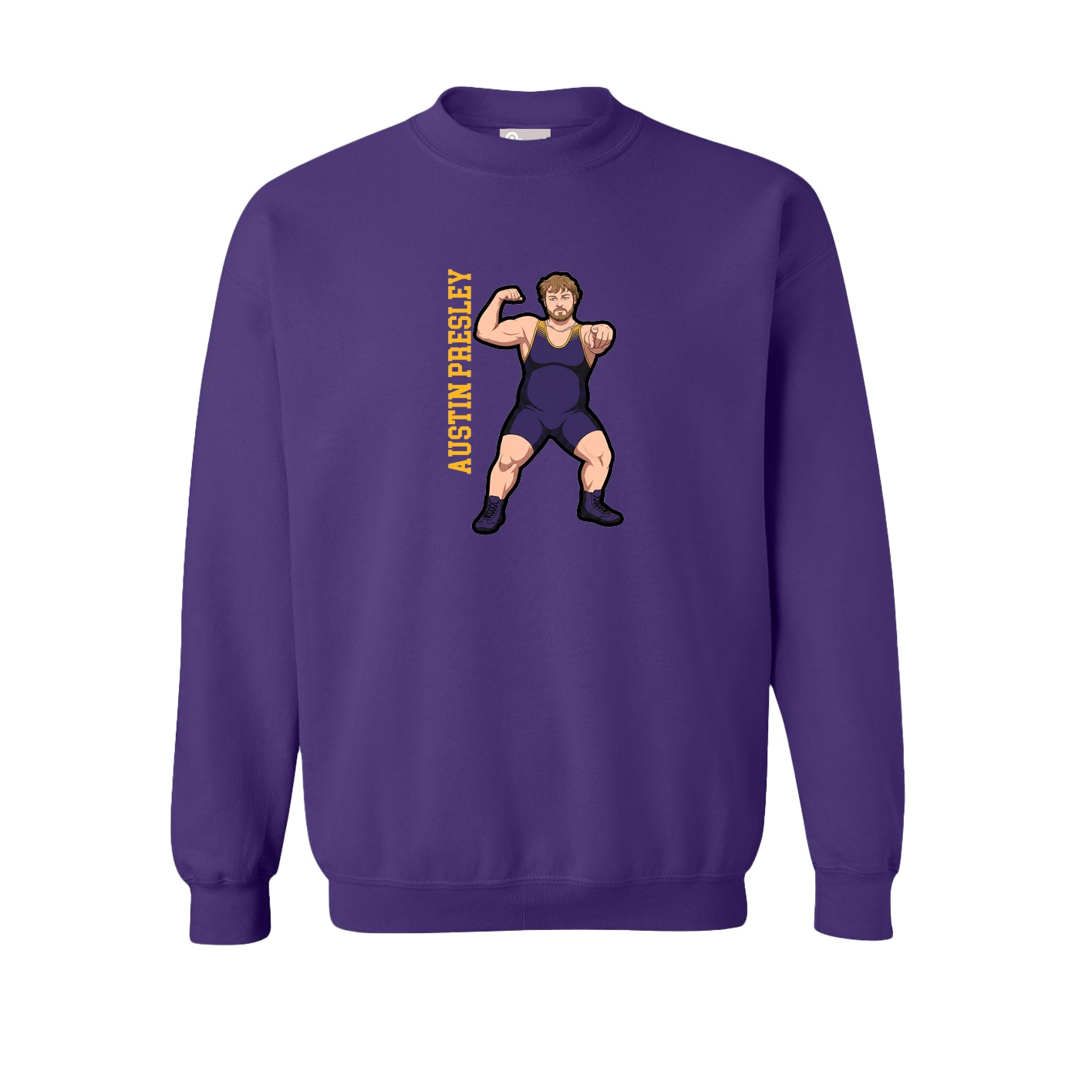Fleece Crew — Name Vertical in Purple