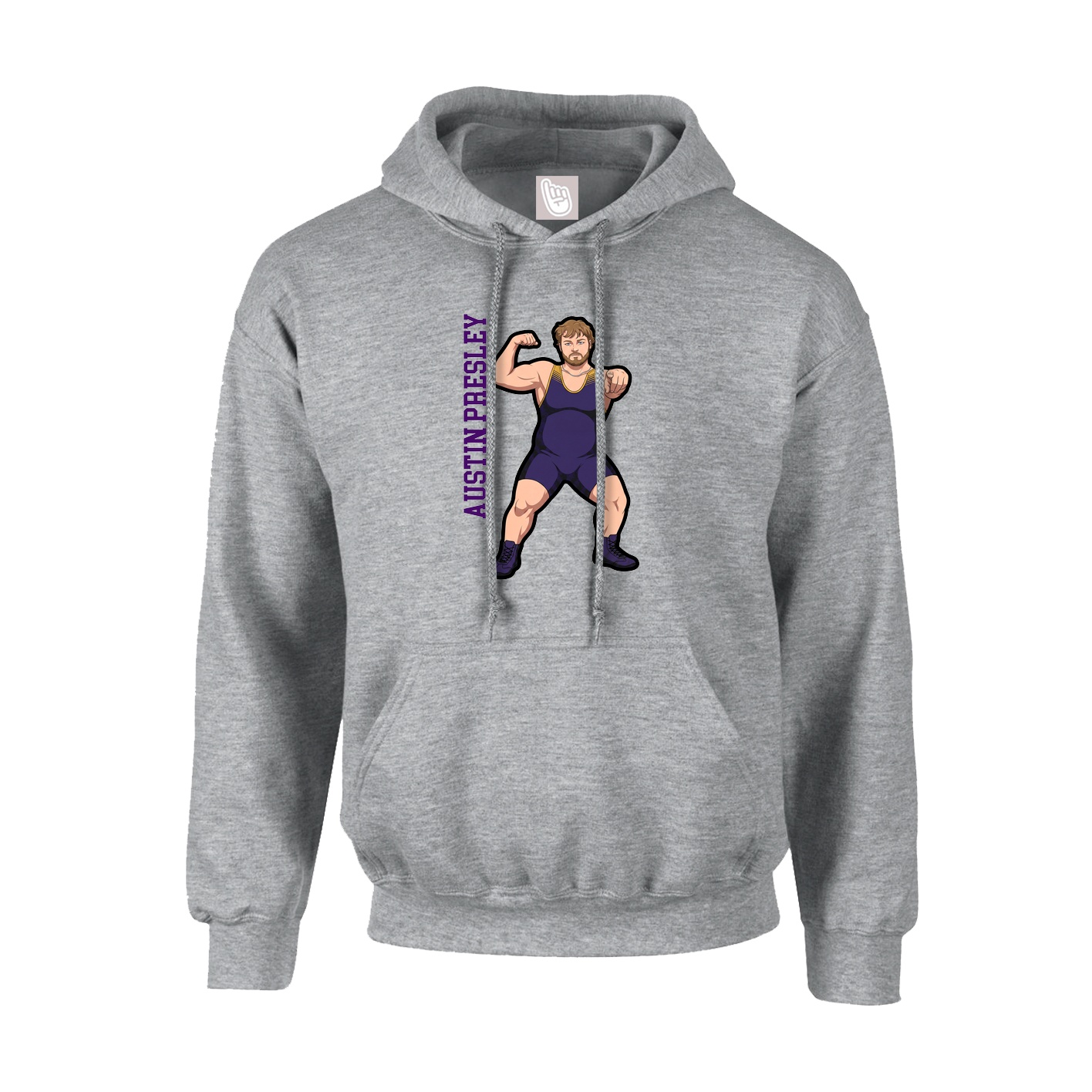 Youth Hoodie — Name Vertical in Grey
