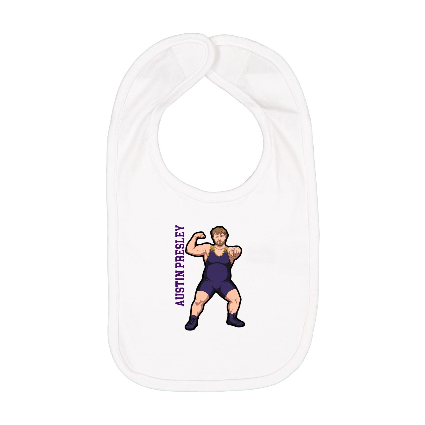 Infant Bib — Name Vertical in White