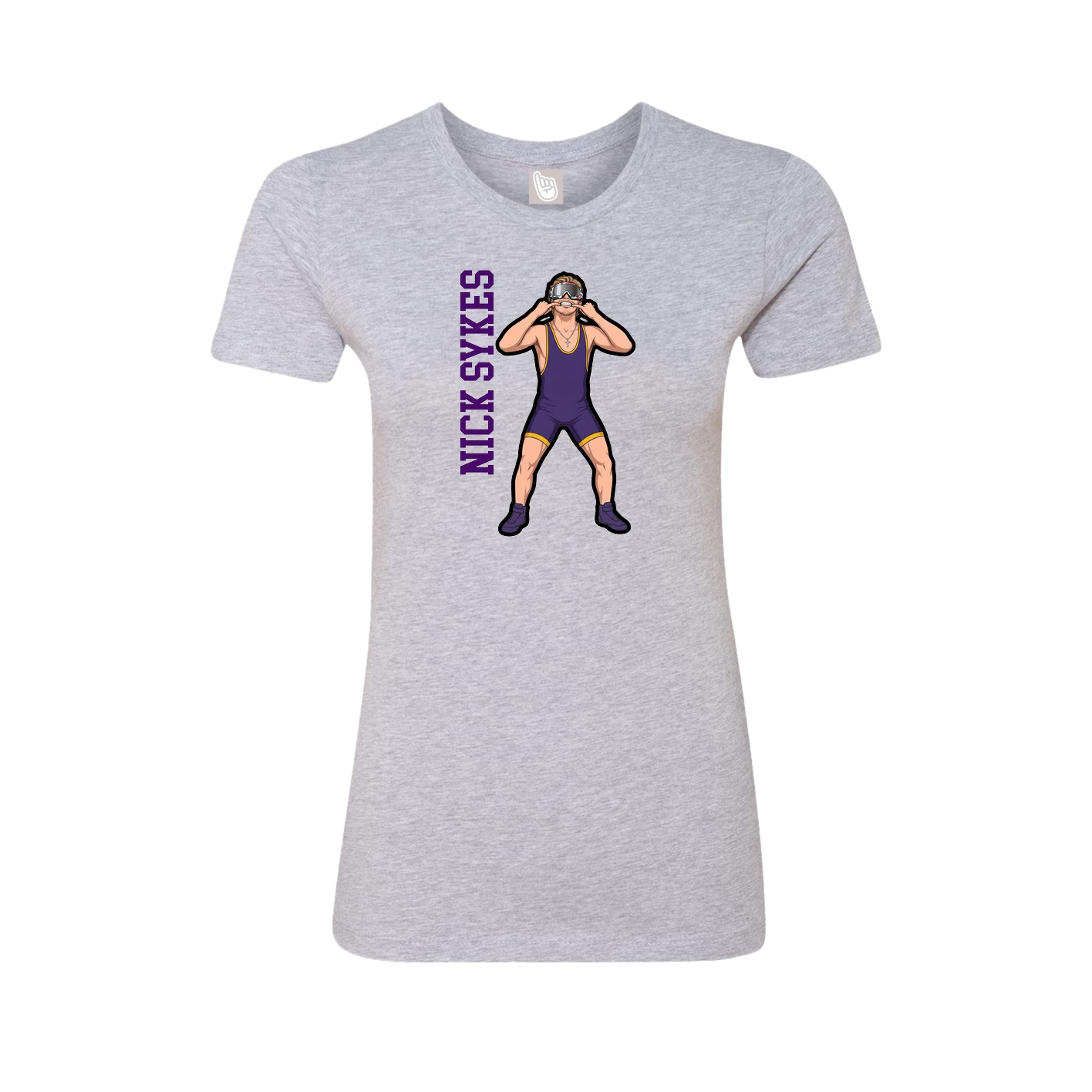 Fitted Women's Tee — Name Vertical in Grey