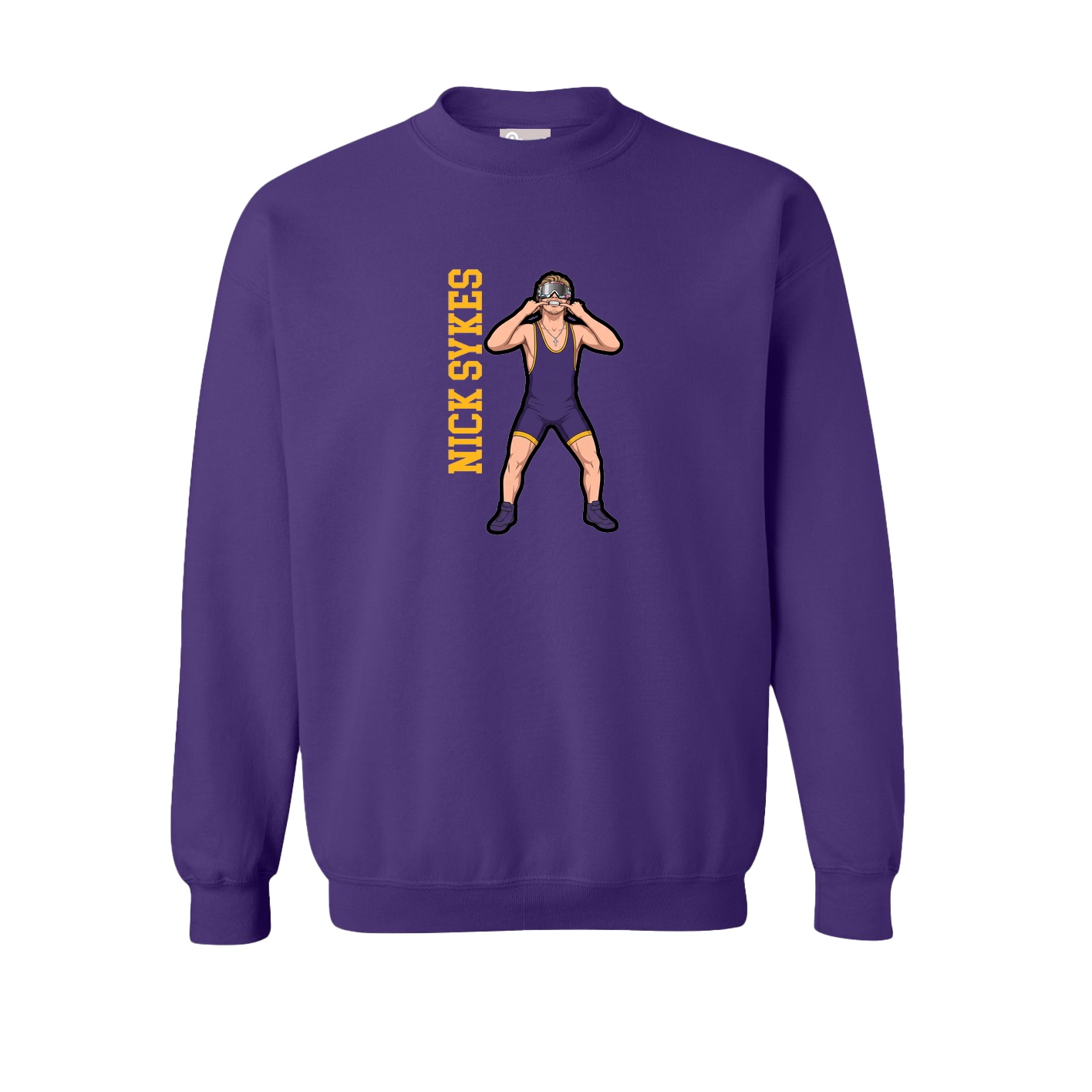 Fleece Crew — Name Vertical in Purple