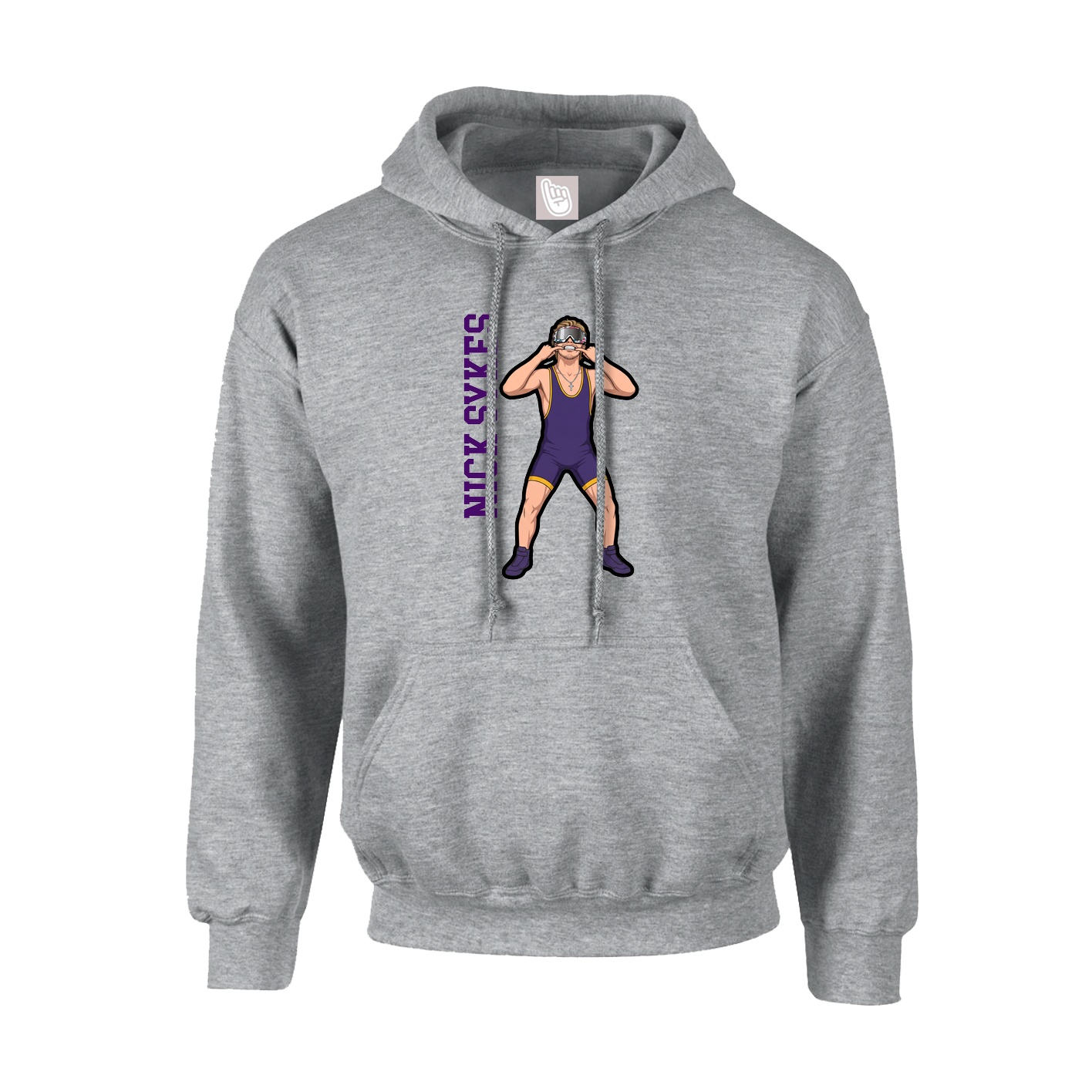 Youth Hoodie — Name Vertical in Grey
