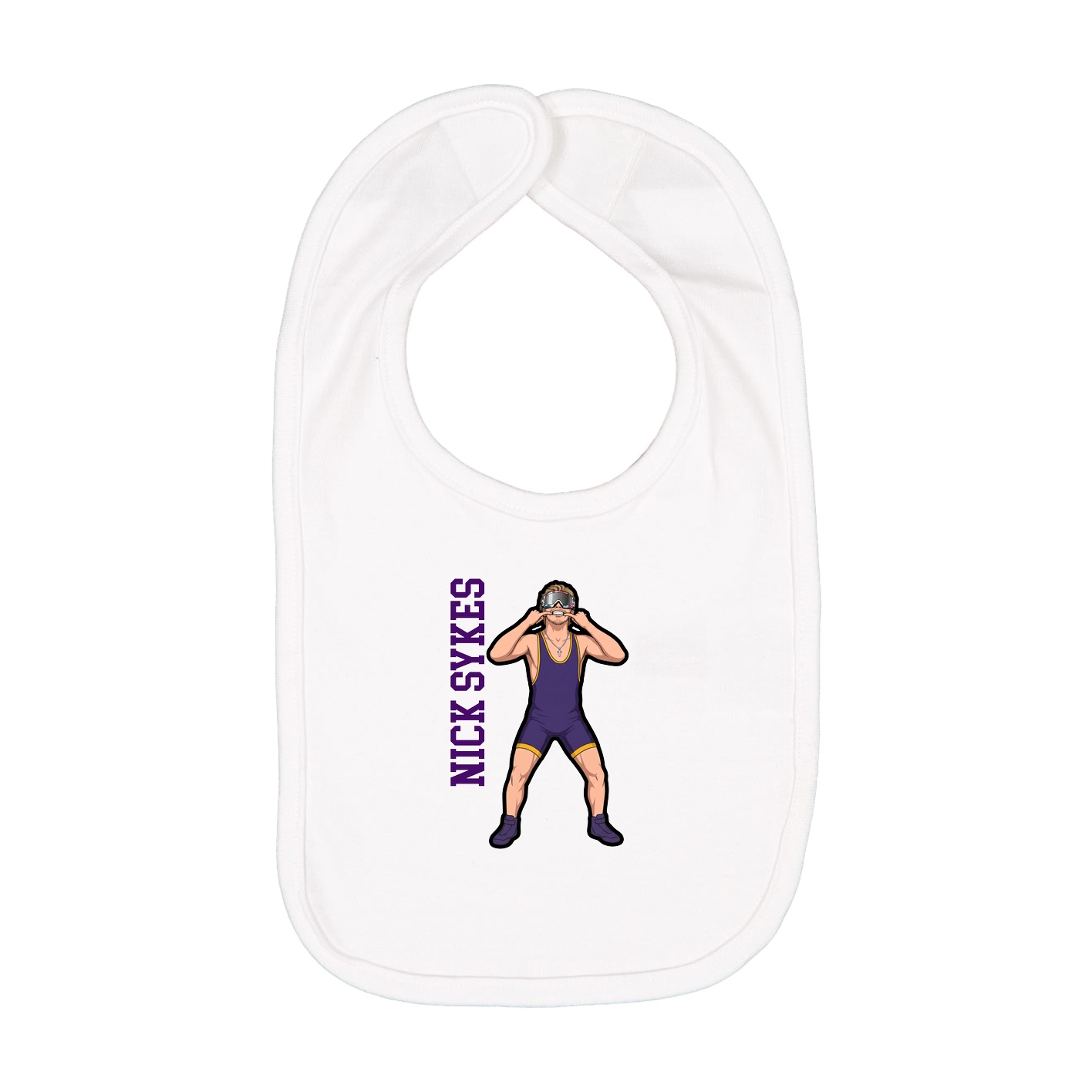 Infant Bib — Name Vertical in White