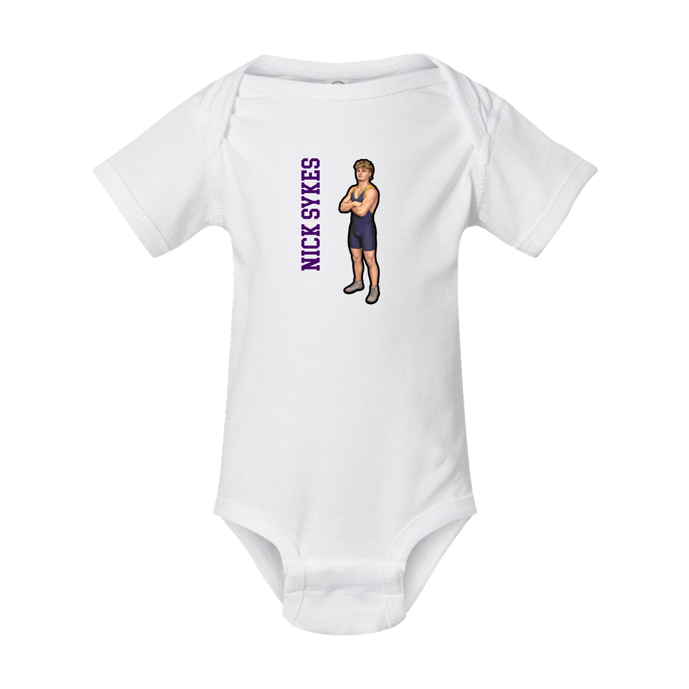 Baby Onesie — Name Vertical in White