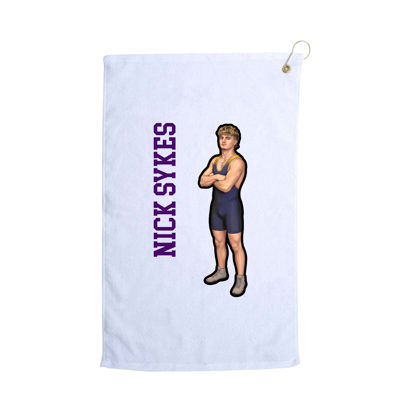 Golf Towel — Name Vertical in White