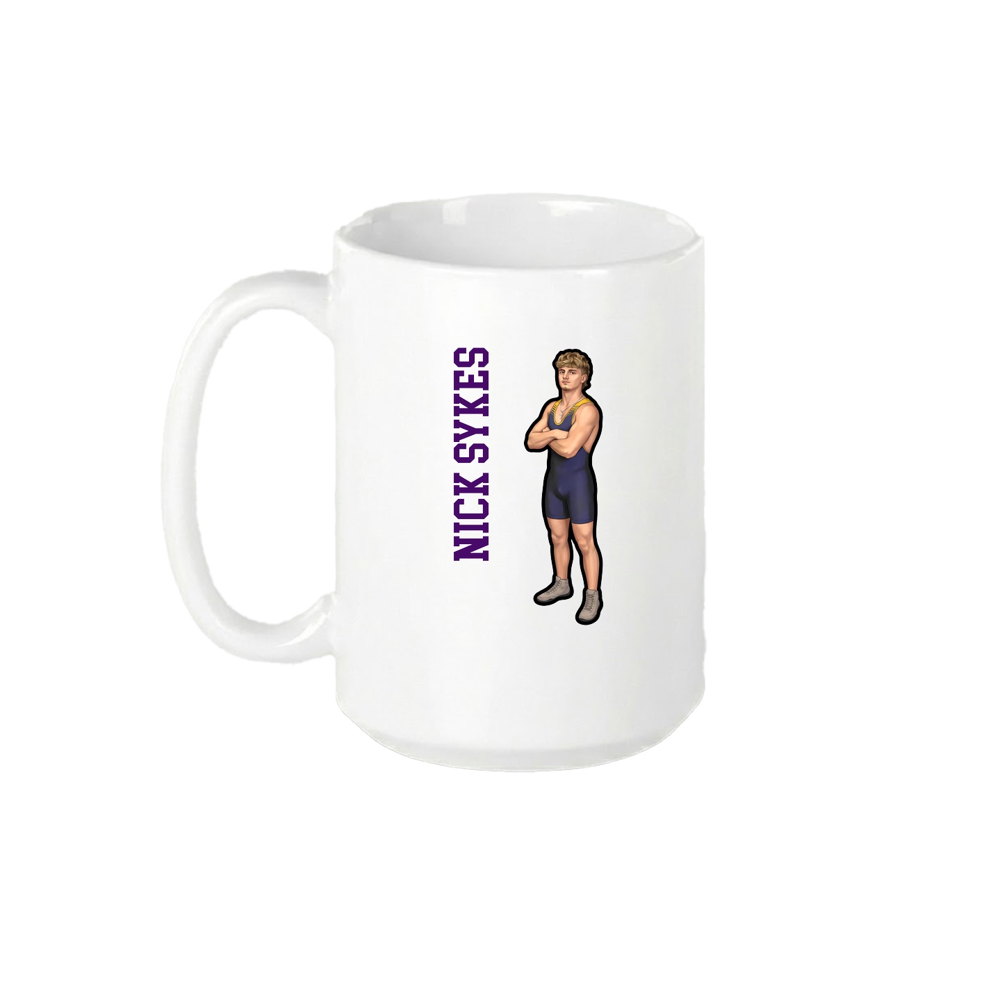 15oz Coffee Mug — Name Vertical in White